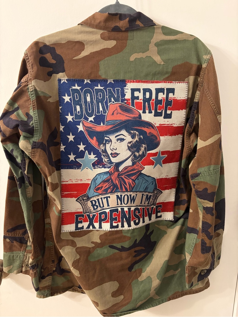 Born Free Graphic Camo Jacket Patch - Brown/Green